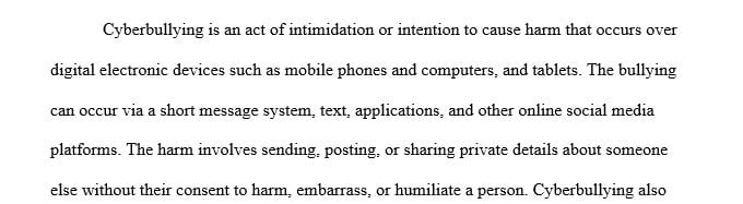 Define cyberbullying. Do you know anyone who has been bullied online