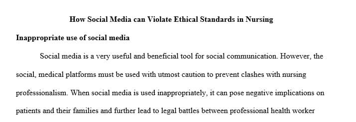 Describe the posts or conversations in which you have engaged that might be considered inappropriate based on the professional standards of nursing.