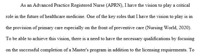 Describe your vision of your role as an APRN