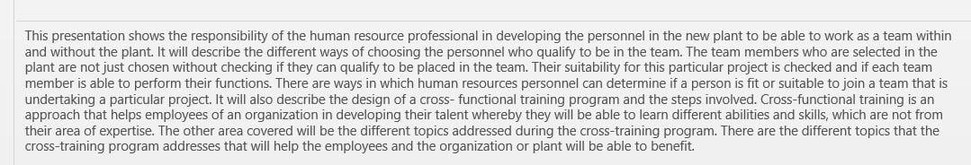 Discuss your design for a cross-functional training program that aligns strategic plant goals with each work group.