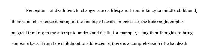 How do perceptions of death change across the life span