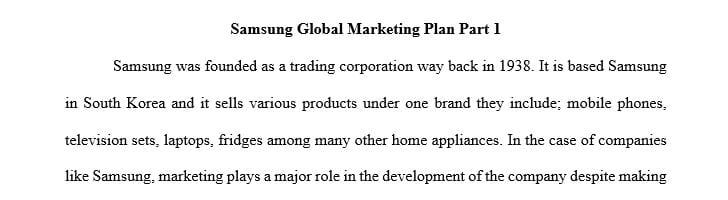 Identify a large company to be your mentor company to analyze and formulate its global marketing strategy.