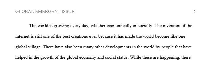 Identify an emergent global theme, excluding terrorism, which poses as a global security issue.