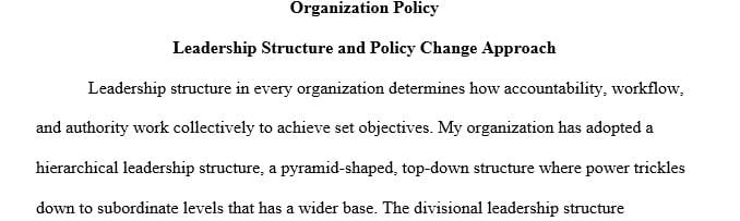 Provide an analysis of how your policy change would improve the organization.