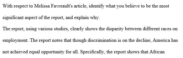 Read the research report of Ms. Melissa Favreault entitled Discrimination and Economic Mobility.
