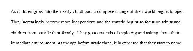 Select a Pre-K to Grade 3 setting and observe the behavior of the children in the setting