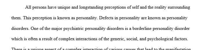 The topic : Impulsive Borderline Personality Disorder