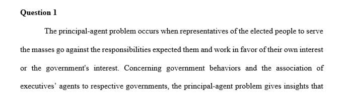 What do principal agent dilemmas teach us about government behavior and the relationship of executive agencies to government