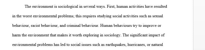 Why is the environment considered a part of sociology