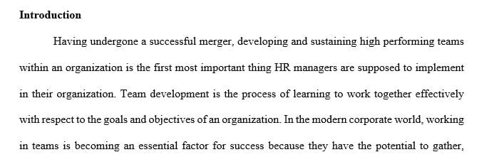 You work for a company that has just undergone a merger. You have each been chosen to head up your department and merge the two groups