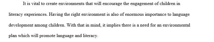 Discuss and describe what your environment would look like to support the area of language and literacy development.