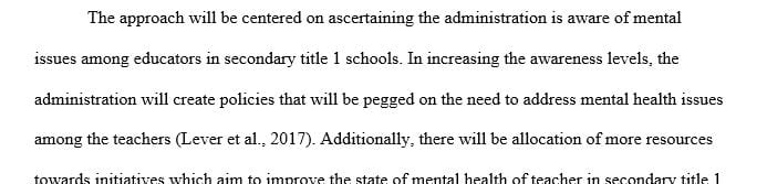 The exploration of mental illness amongst title 1 secondary teachers