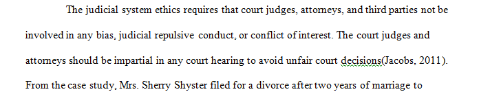 Apply the ethical issues for judges and how conflict of interests and the use of discretion can be problematic in regards to the scenario above.