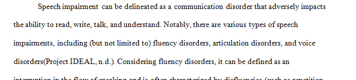Define the three types of speech impairments discussed at the following website