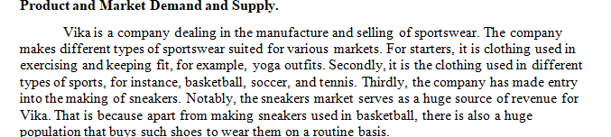 Product and Market Demand and Supply: Create an imaginary company of your own with a name. 