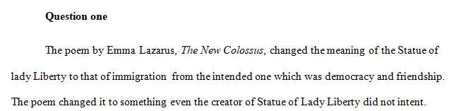 Reflect on how their discussion of intent and the changes to it affect your interpretation or understanding of the Statue of Liberty.