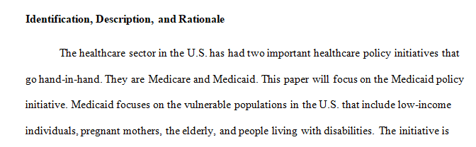 Select a policy initiative that references the healthcare or education field at the national level.