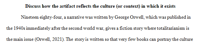 Discuss how the artifact reflects the culture (or context) in which it exists.