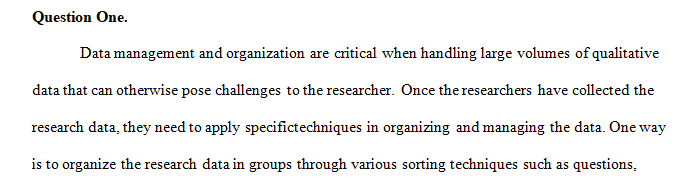 Discuss two strategies that would help a researcher manage and organize the data.
