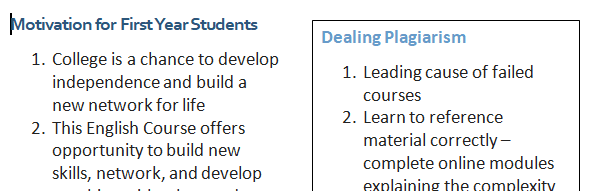 Prepare a survival guide for distribution to incoming students in your major
