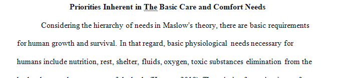 Think about the priorities inherent in the basic care and comfort needs of clients.