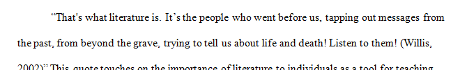 An interpretive essay that analyzes literature from the perspective of a quotation