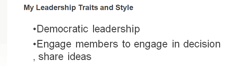 Compare the personal leadership styles of your group members