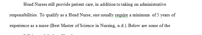 Discuss a formal role where a nurse is in a position of leadership.