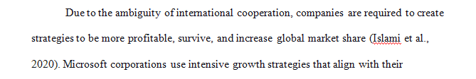 Identify the Microsoft’s international strategies