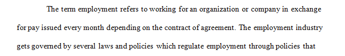 The topic on employment law and policy