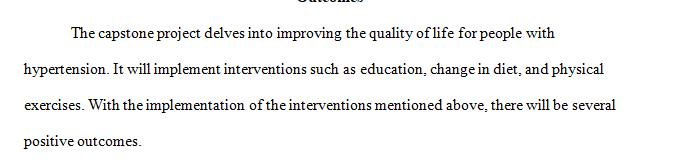 Create a list of measurable outcomes for your capstone project intervention.