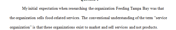 Describe your initial expectations on researching your chosen service organization.