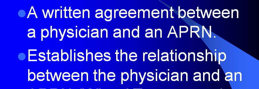 Develop a PowerPoint with no more o 6 slides explaining the part of a APRN protocol or contract negotiation.