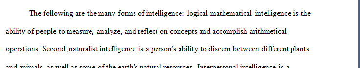 Discuss the different types of intelligence