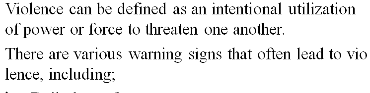 Identify warning signs that lead to violence.
