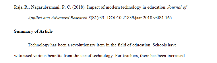 Locate one scholarly resource that examines the use of technology in education.