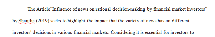 Use the CSU Online Library to select an article related to rational decision-making in investments.