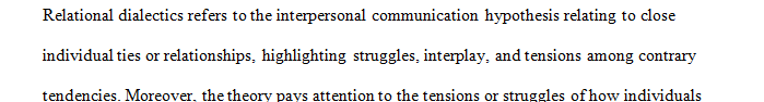 Use the Relational Dialectics Theory to see what types of relational tensions are present in some of your relationships.