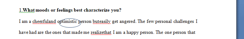 What moods or feelings best characterize you