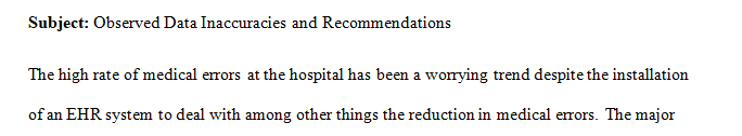 Write a memo (1-page) to a HIM director explaining data entry inaccuracies and deficiencies in the EHR system that potentially impact clinical care