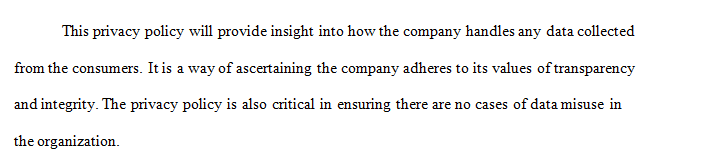 Creating a Consumer Privacy Policy for your New Shoes Company based on the insight you have gained this week regarding privacy policies