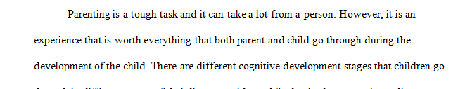 Describe the stage of cognitive development of the child in each scenario.