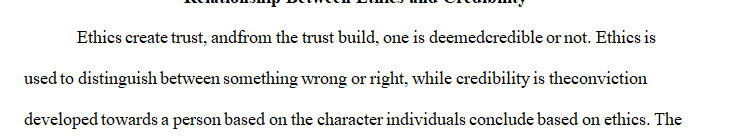 Explain the relationship between ethics and credibility.
