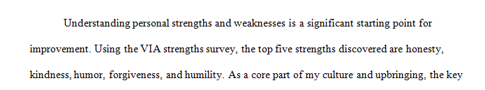 One-page Personal Reflection Paper using the VIA Strengths Survey