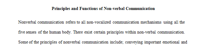 Principles and Functions of Nonverbal Communication