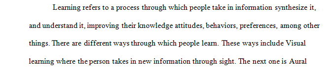 Provide a summary of your learning style according the VARK questionnaire.