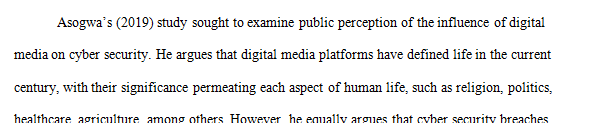 Public Perception of the Influence of Digital Media on Cyber Security in Nigeria