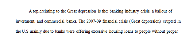 The banking industry crisis, bailout of commercial and investment banks