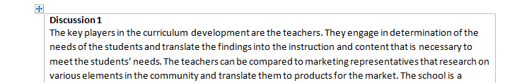 What are the key elements in the curriculum or the key players teachers, principal, community, students