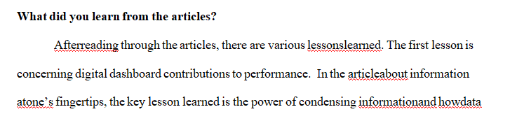 What did you learn from the articles